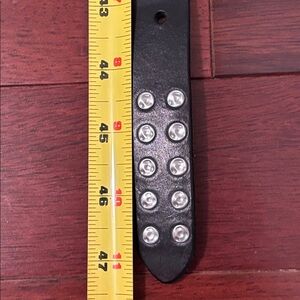 All Saints Black Leather studded Belt 47”